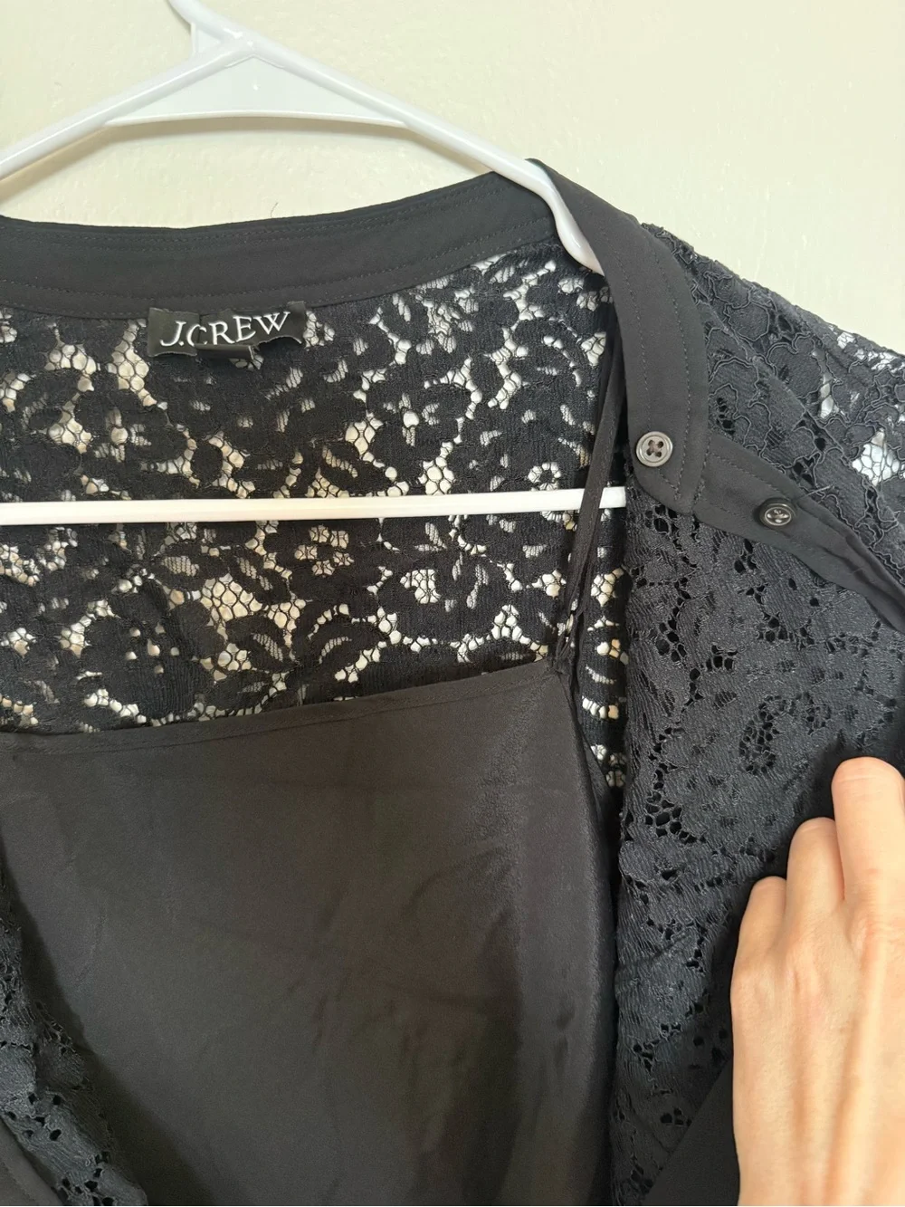 J. Crew Black Lace Button-Down Shirt